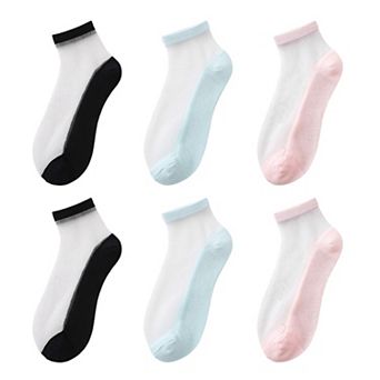 Chic Women's Summer Thin Ankle Socks Soft for Casual 6 pk