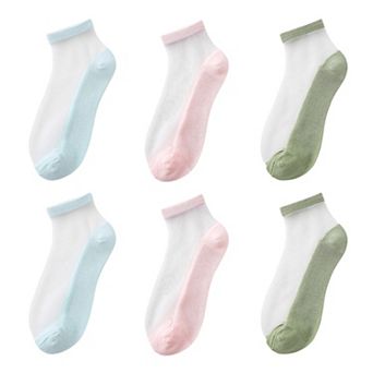 Chic Women's Summer Thin Ankle Socks Soft for Casual 6 pk