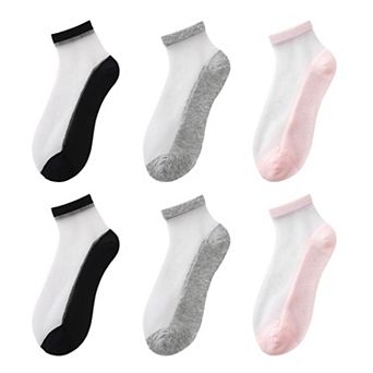 Chic Women's Summer Thin Ankle Socks Soft for Casual 6 pk