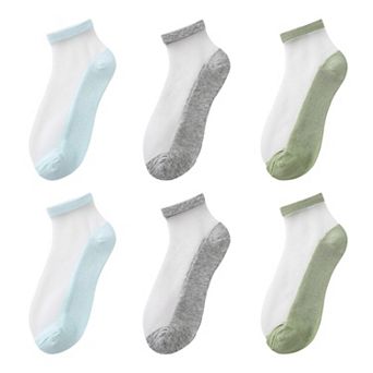 Chic Women's Summer Thin Ankle Socks Soft for Casual 6 pk