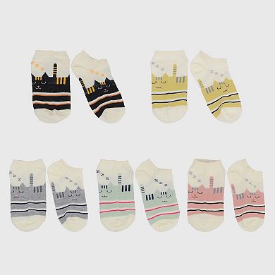 Adorable Cat - Print No Show Socks Soft for Casual 5Pk