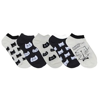 Adorable Cat - Print No Show Socks Soft for Casual 5 pk