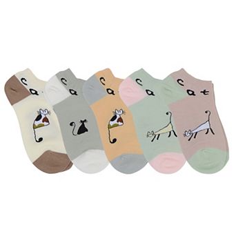 Adorable Cat - Print No Show Socks Soft for Casual 5 pk