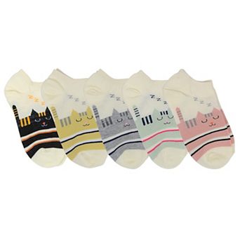 Adorable Cat - Print No Show Socks Soft for Casual 5 pk