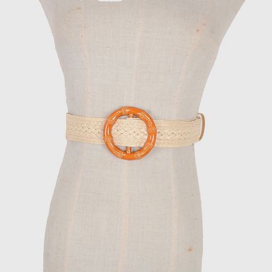 Bohemian - Style Woven Belt with Round Plastic Buckle