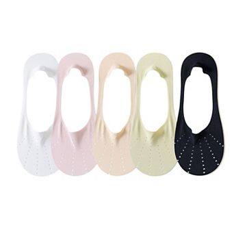5 Pairs Women Low Cut No Show Socks Breathable Stretch Knit Liner Design Anti-Slip Heel Grip