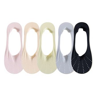 5 Pairs Women Low Cut No Show Socks Breathable Stretch Knit Liner Design Anti-Slip Heel Grip