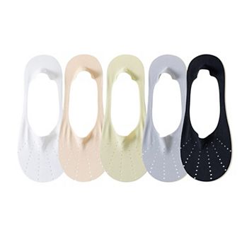 5 Pairs Women Low Cut No Show Socks Breathable Stretch Knit Liner Design Anti-Slip Heel Grip