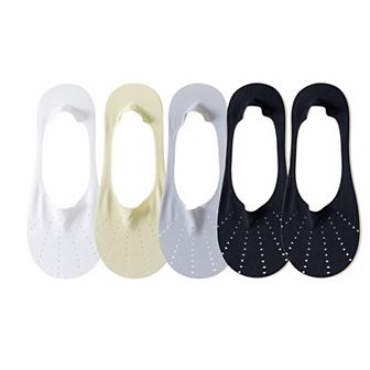 5 Pairs Women Low Cut No Show Socks Breathable Stretch Knit Liner Design Anti-Slip Heel Grip