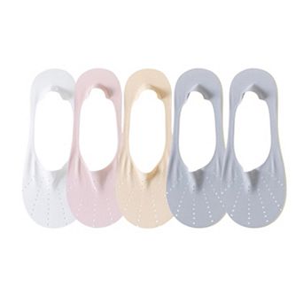 5 Pairs Women Low Cut No Show Socks Breathable Stretch Knit Liner Design Anti-Slip Heel Grip