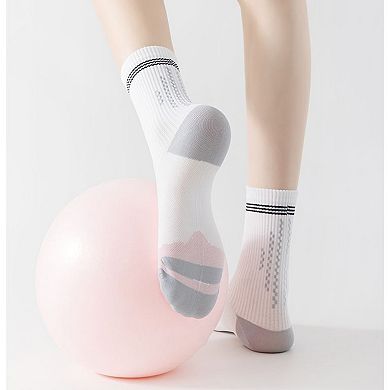 5 Pairs Women's Mid-Crew Sport Socks Cushioned Arch Support Breathable Athletic Fit