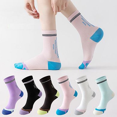 5 Pairs Women's Mid-Crew Sport Socks Cushioned Arch Support Breathable Athletic Fit