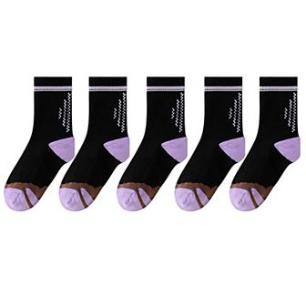 5 Pairs Women's Mid-Crew Sport Socks Cushioned Arch Support Breathable Athletic Fit