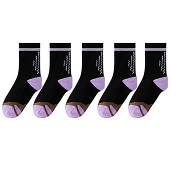5 Pairs Women's Mid-Crew Sport Socks Cushioned Arch Support Breathable Athletic Fit