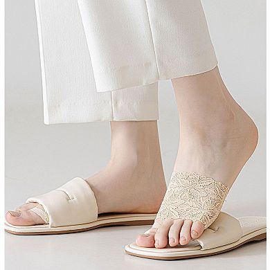 5 Pairs Women's Floral Lace No Show Socks Low Cut Stretch Liner for Flats and Loafers