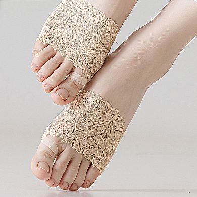 5 Pairs Women's Floral Lace No Show Socks Low Cut Stretch Liner for Flats and Loafers