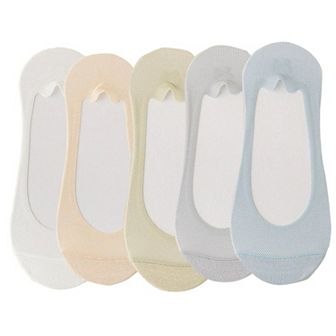 5 Pairs Women No Show Mesh Panel Socks Low Cut Stretch Cotton Liner Non-Slip Design