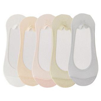 5 Pairs Women No Show Mesh Panel Socks Low Cut Stretch Cotton Liner Non-Slip Design