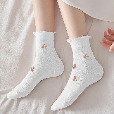 Women's Adorable Summer Ruffle-Edge Ankle Socks 5pk