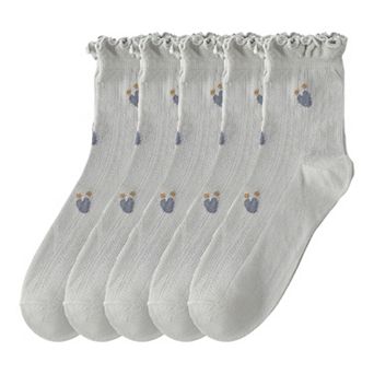 Women's Adorable Summer Ruffle-Edge Ankle Socks 5 pk