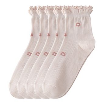 Women's Adorable Summer Ruffle-Edge Ankle Socks 5 pk