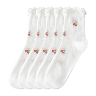 Women's Adorable Summer Ruffle-Edge Ankle Socks 5 pk