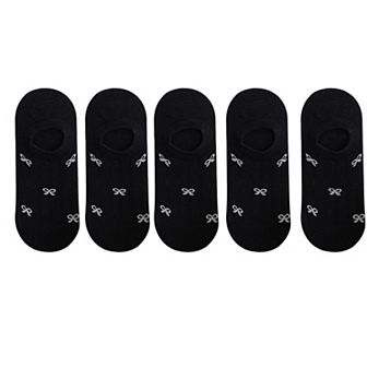 5 Pairs Women's Bow Pattern Low Cut No Show Socks Breathable Mesh Knit Anti-Slip Design