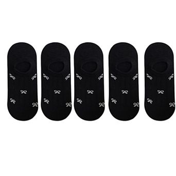 5 Pairs Women's Bow Pattern Low Cut No Show Socks Breathable Mesh Knit Anti-Slip Design