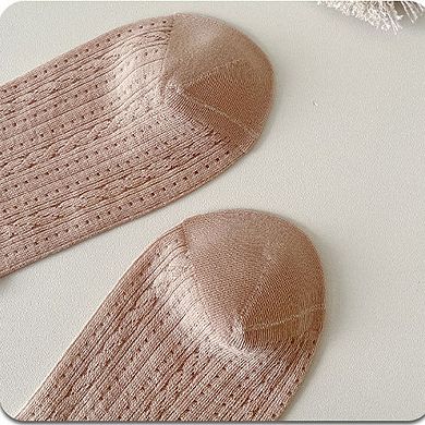 5 Pairs Women's Ruffle Cuff Lace Knit Ankle Socks Breathable Soft Stretch Fabric