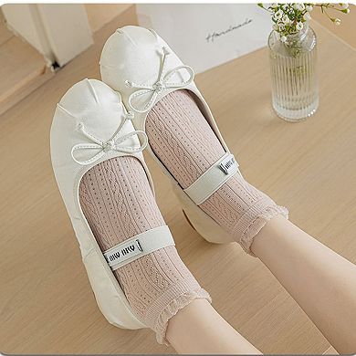 5 Pairs Women's Ruffle Cuff Lace Knit Ankle Socks Breathable Soft Stretch Fabric