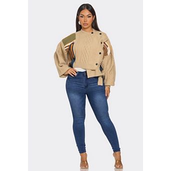 Patchwork Button Detail Sweater