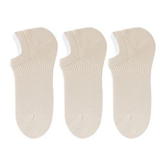3-Pack Women's Pure Cotton Low Cut Socks with Heel Grip Anti-Slip Design