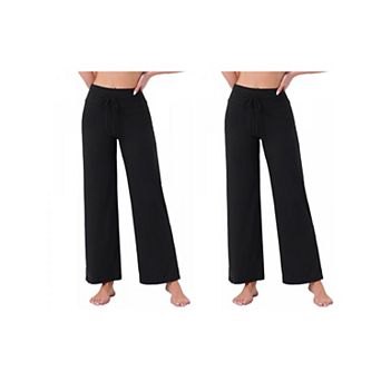 2 Packs Women's Pajama Pants Wide Leg Drawstring Sweatpant Stretch Palazzo Lounge Yoga Sleep Bottoms