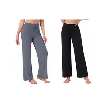 2 Packs Women's Pajama Pants Wide Leg Drawstring Sweatpant Stretch Palazzo Lounge Yoga Sleep Bottoms