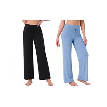 2 Packs Women's Pajama Pants Wide Leg Drawstring Sweatpant Stretch Palazzo Lounge Yoga Sleep Bottoms