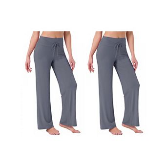2 Packs Women's Pajama Pants Wide Leg Drawstring Sweatpant Stretch Palazzo Lounge Yoga Sleep Bottoms
