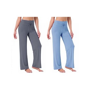 2 Packs Women's Pajama Pants Wide Leg Drawstring Sweatpant Stretch Palazzo Lounge Yoga Sleep Bottoms