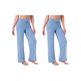 2 Packs Women's Pajama Pants Wide Leg Drawstring Sweatpant Stretch Palazzo Lounge Yoga Sleep Bottoms