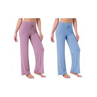 2 Packs Women's Pajama Pants Wide Leg Drawstring Sweatpant Stretch Palazzo Lounge Yoga Sleep Bottoms
