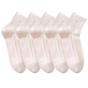 5 Pairs Women's Breathable Mesh Crew Socks with Antibacterial Design for Everyday Comfort