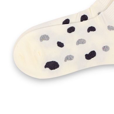 3-Pack Women's Cartoon Embroidered Cotton Ankle Socks with Stripes and Color Speckle Design