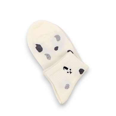 3-Pack Women's Cartoon Embroidered Cotton Ankle Socks with Stripes and Color Speckle Design