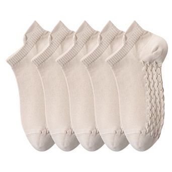 5-Pair Cotton Low-Cut Ankle Socks with Soft Breathable Knit Design and Stretch Comfort Fit