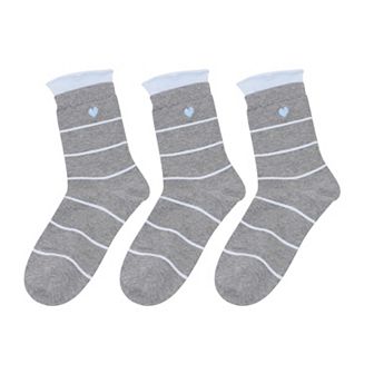 3-Pack Women's Cotton Crew Socks with Embroidered Bows and Cute Style