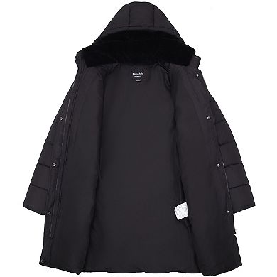 Women's Rokka&rolla Long Puffer Jacket With Fleece-lined Hood