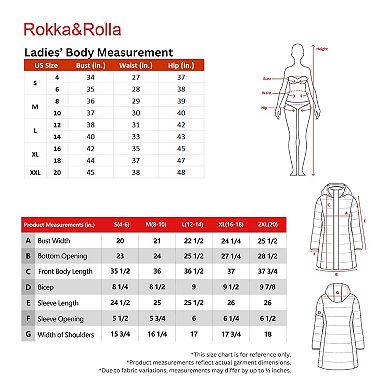 Women's Rokka&rolla Long Puffer Jacket With Fleece-lined Hood