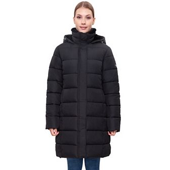 Women's Rokka&rolla Long Puffer Jacket With Fleece-lined Hood