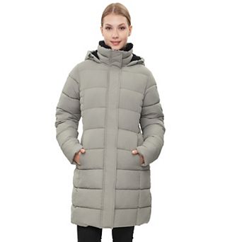 Women's Rokka&rolla Long Puffer Jacket With Fleece-lined Hood