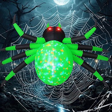 GOOSH 9FT Width Halloween Inflatables Spider Blow Up Yard Decoration with Built-in LED