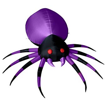 GOOSH 9FT Width Halloween Inflatables Spider Blow Up Yard Decoration with Built-in LED